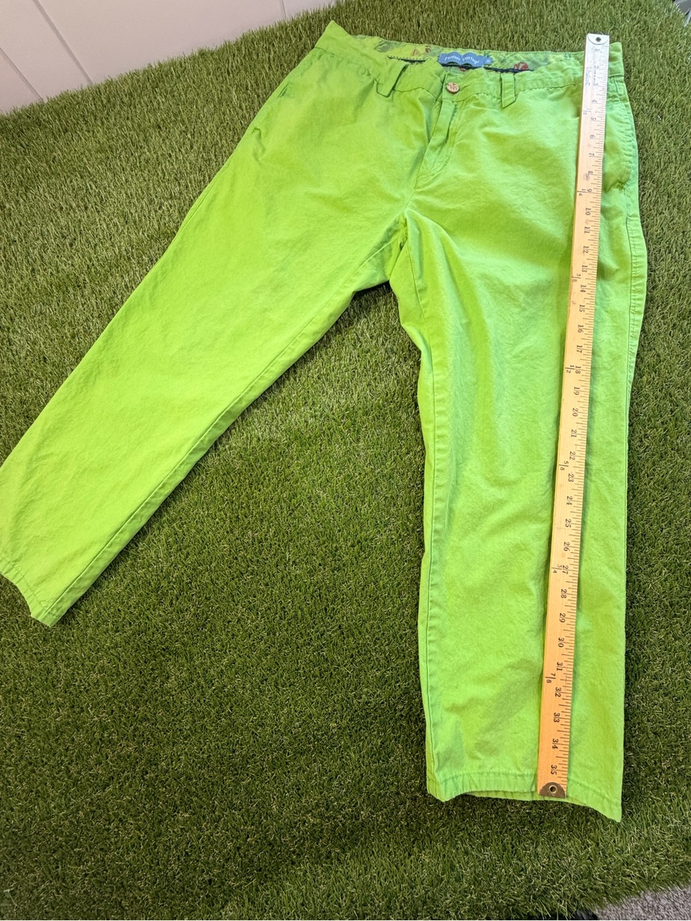 Alan Flusser Bright Lime Green Straight Leg Pants